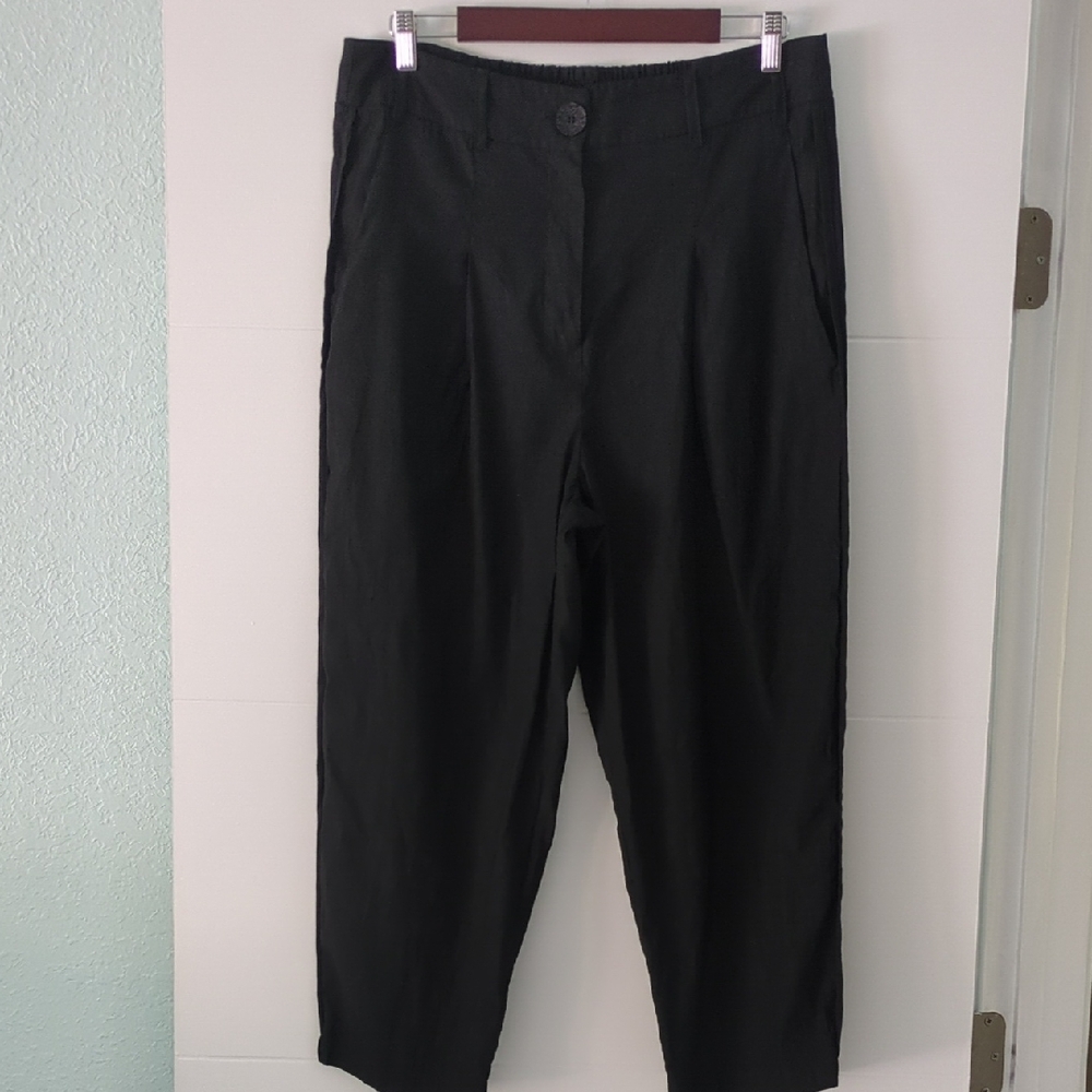 Ozai N Ku Women's Black High Rise Tapered Trouser Pants XL